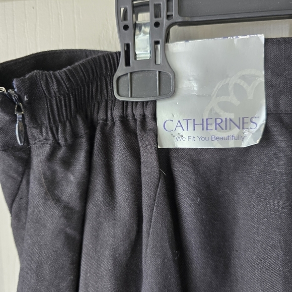 Catherines Skirt Womens 0X Black Linen Blend A- line Flare New - Picture 11 of 11